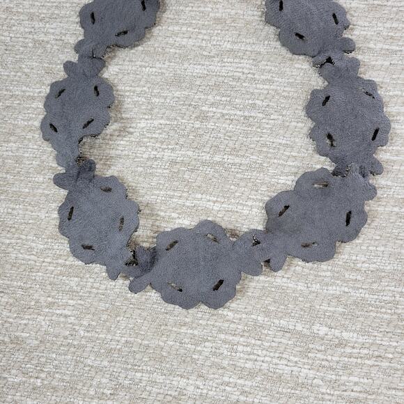 VTG Beaded Belt Womens Gunmetal Gray Stretch Elastic Wide Waist Snap Closure main image 5